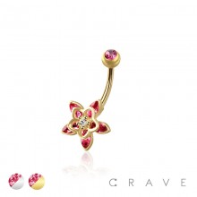 316L SURGICAL STEEL PLUMERIA HAWAII FLOWER NON DANGLE BELLY BUTTON NAVEL RING 